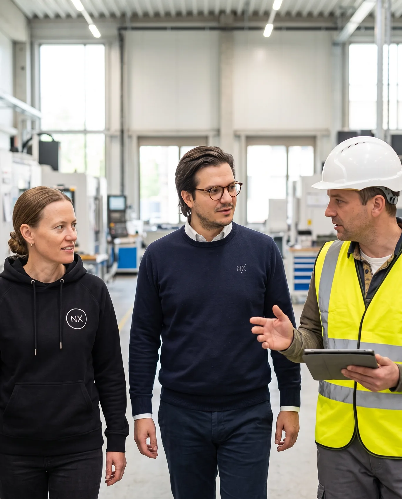 Rundgang in einer Produktion mit einem Ingenieur