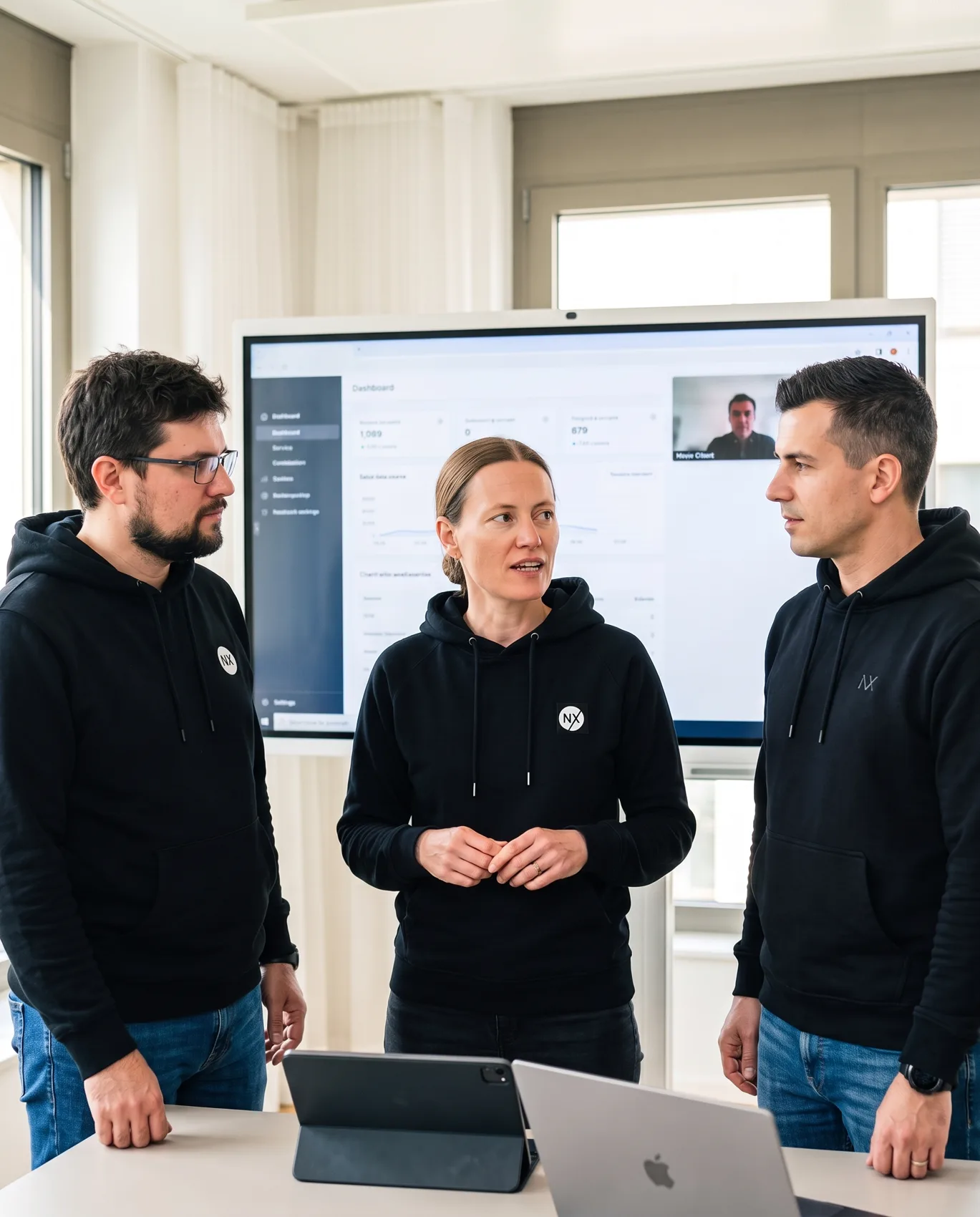 Google-Ads-Team vor einem Performance-Dashboard
